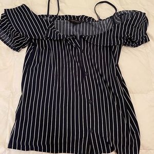 Banana Republic Blue and White Pin Striped Top